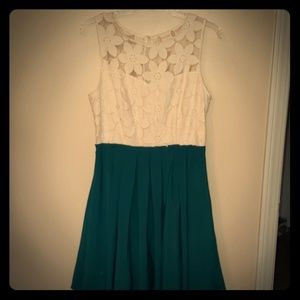 Altar'd State cream & teal dress